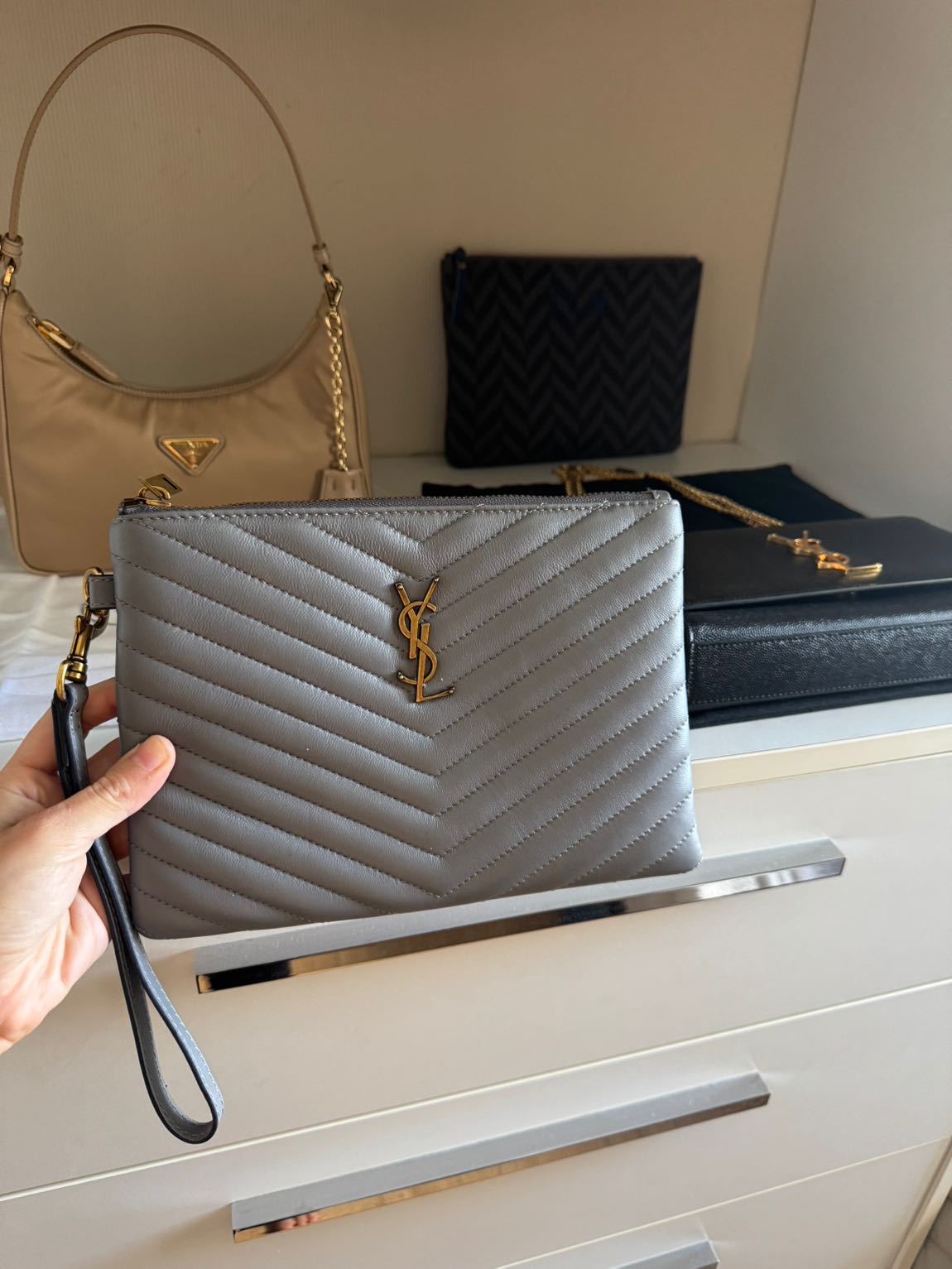 Saint Laurent Gri Çanta ithal — görsel 6/14