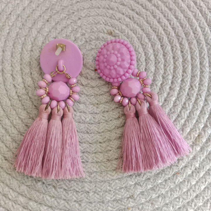 H&M Pembe Püsküllü Bohem Sallantılı Küpe — görsel 5/5