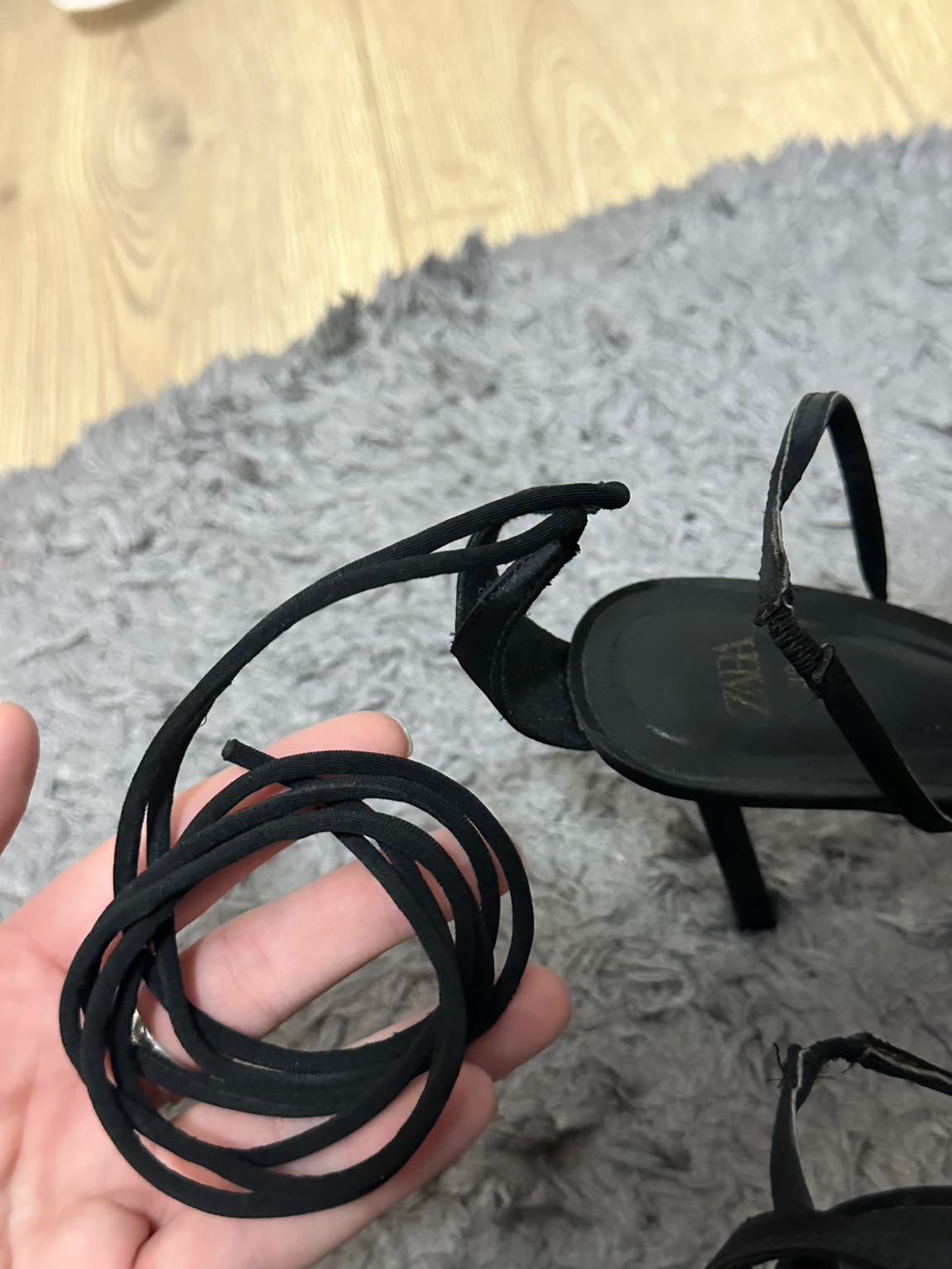 ZARA-Saten Bilekten Bağlama Stiletto 🖤 — görsel 9/9