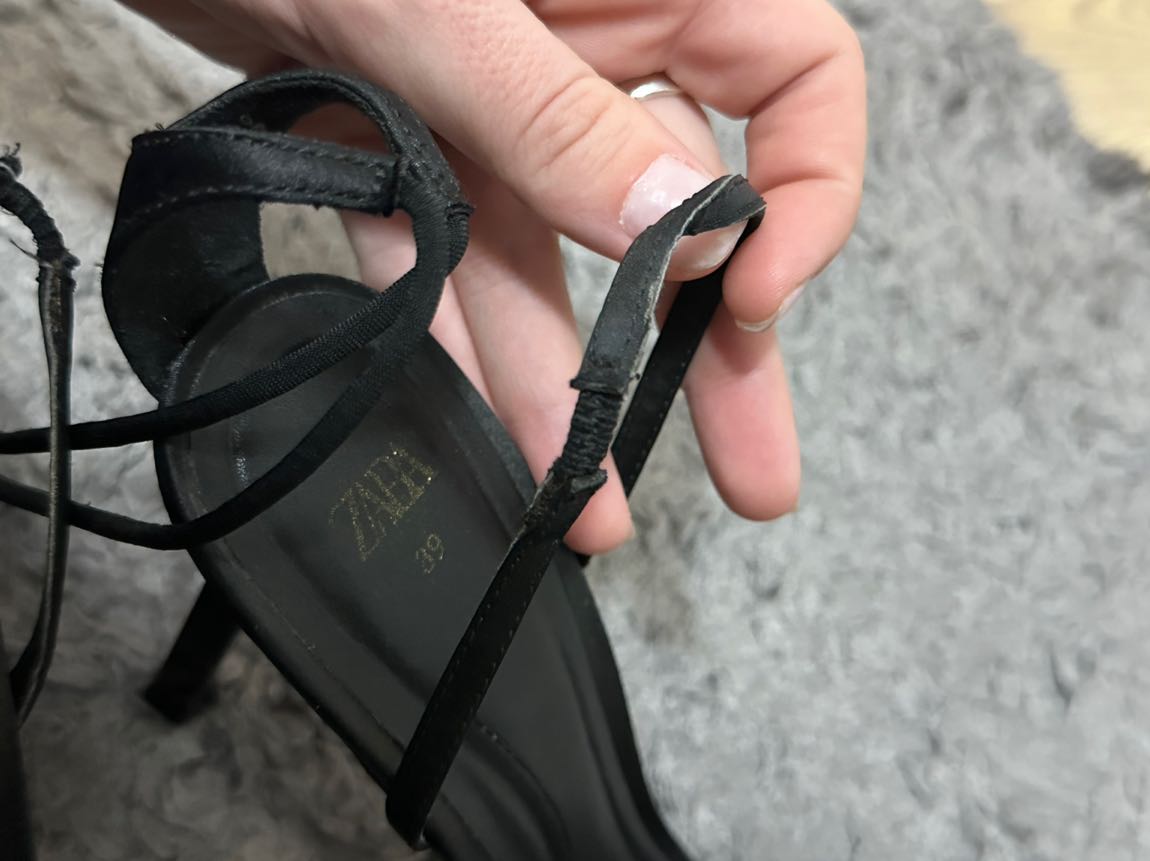 ZARA-Saten Bilekten Bağlama Stiletto 🖤 — görsel 6/9