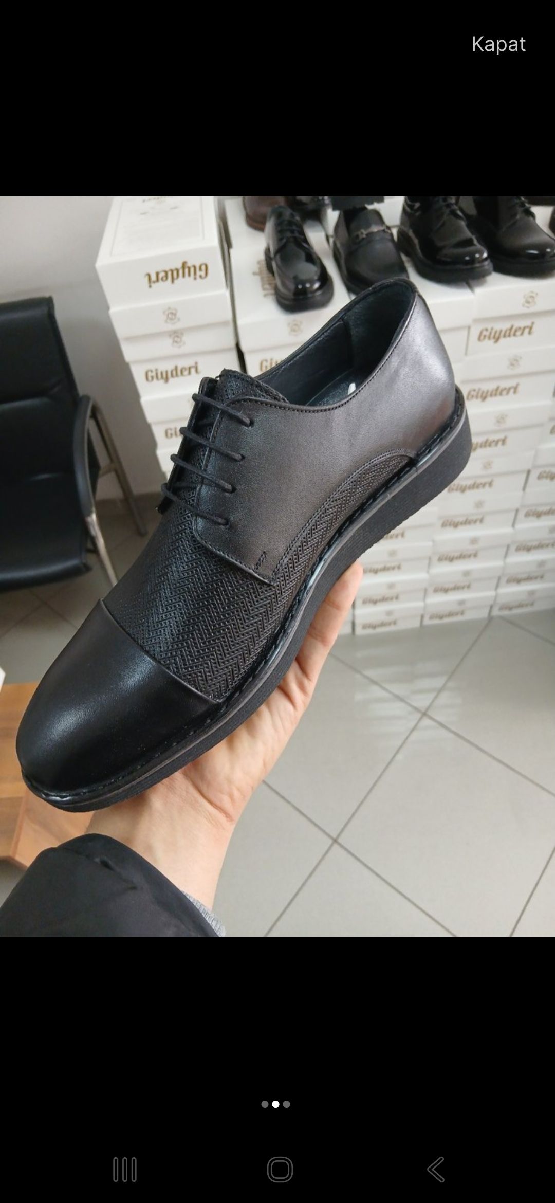 Siyah Klasik Haki Deri Erkek Ayakkabısı — görsel 2/3