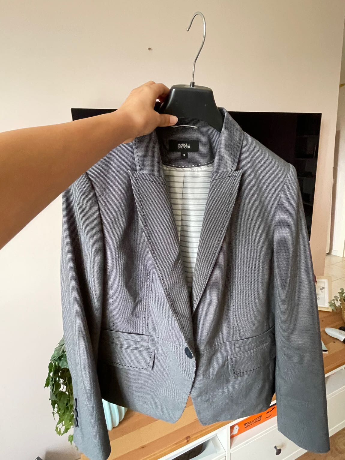 Marks & Spencer Lacivert Desenli Blazer — görsel 2/5