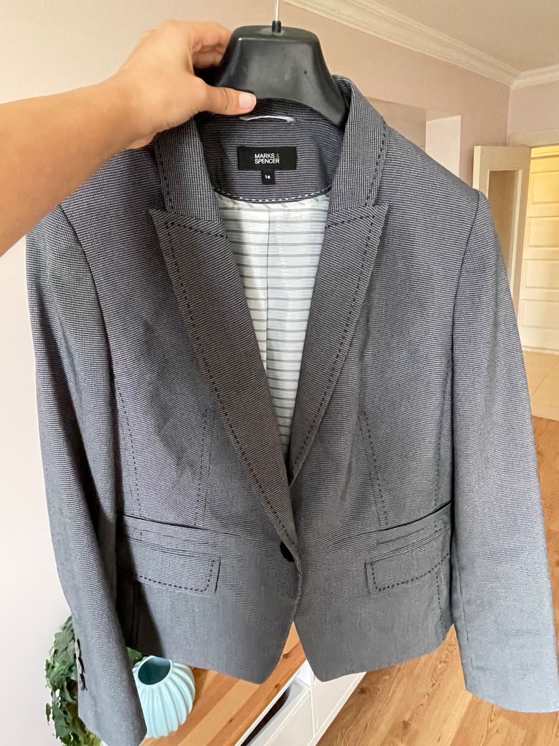 Marks & Spencer Lacivert Desenli Blazer — görsel 3/5
