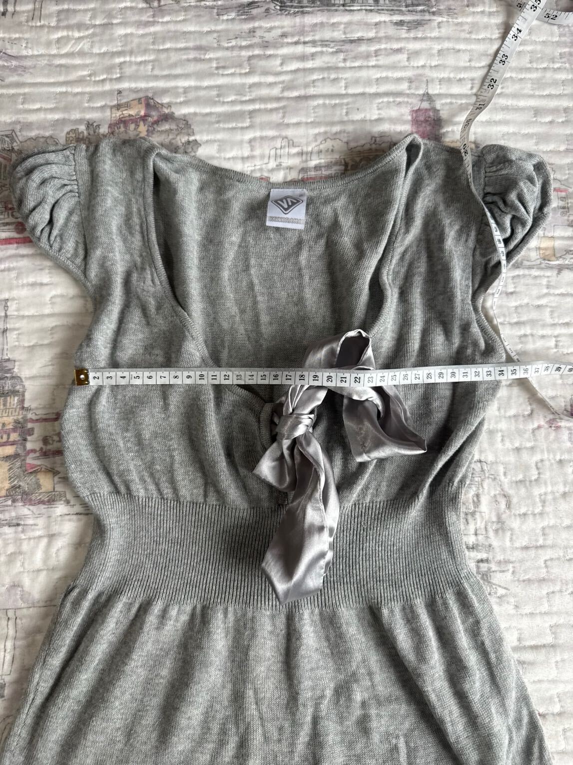 AÇIKLAMA!!Gri y2k fiyonklu Babydoll Bluz — görsel 2/6