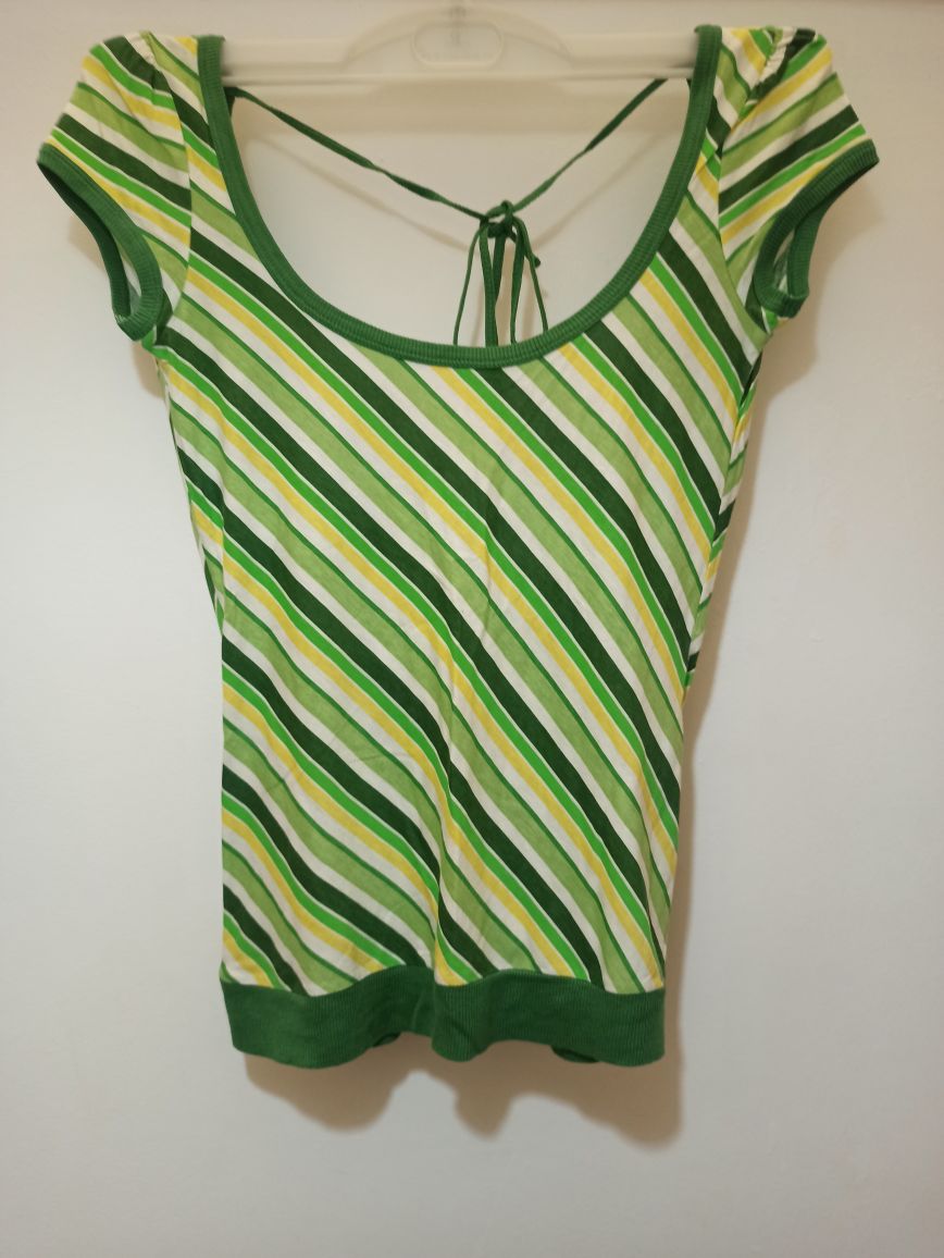 Bershka Y2K Vintage Yeşil Çizgili Bluz💚 — görsel 2/4