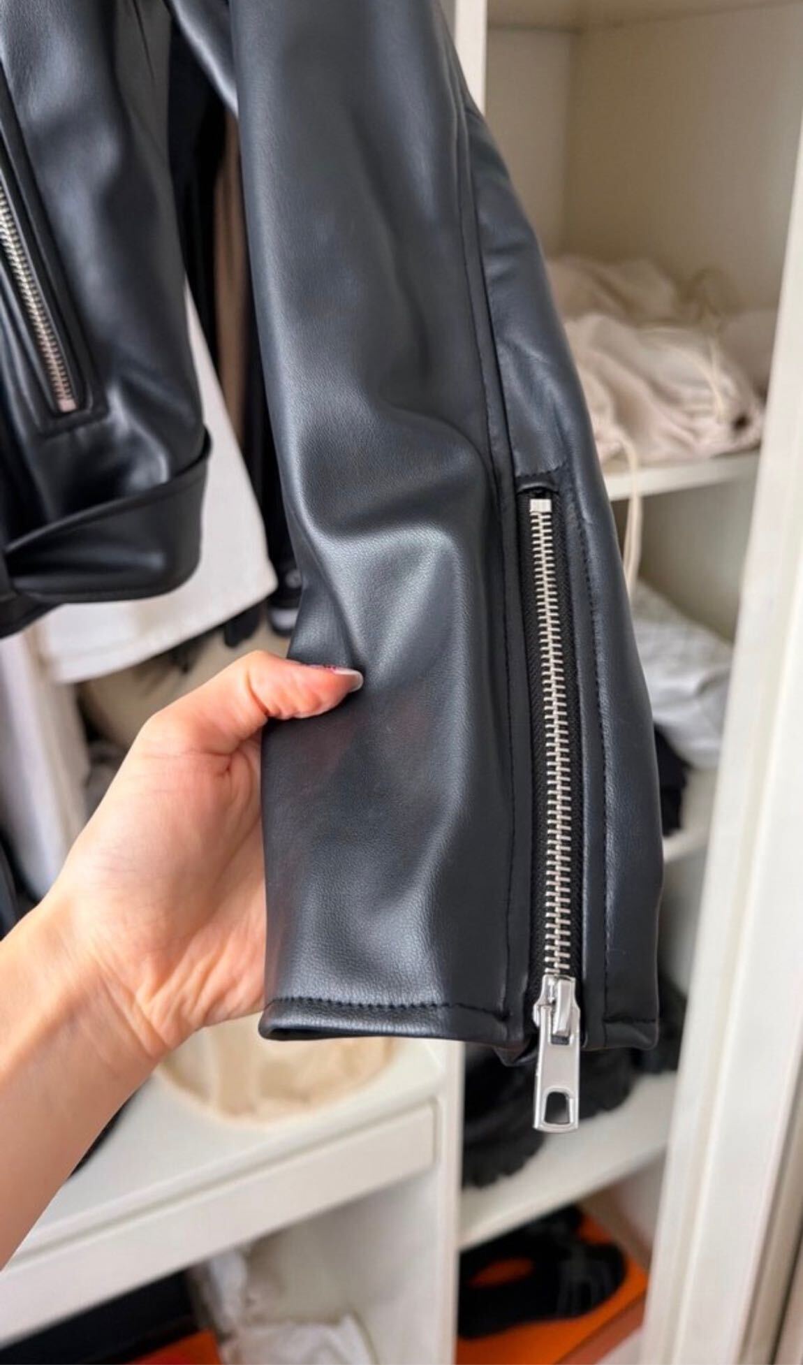 Zara Siyah Deri Biker Ceket — görsel 6/10