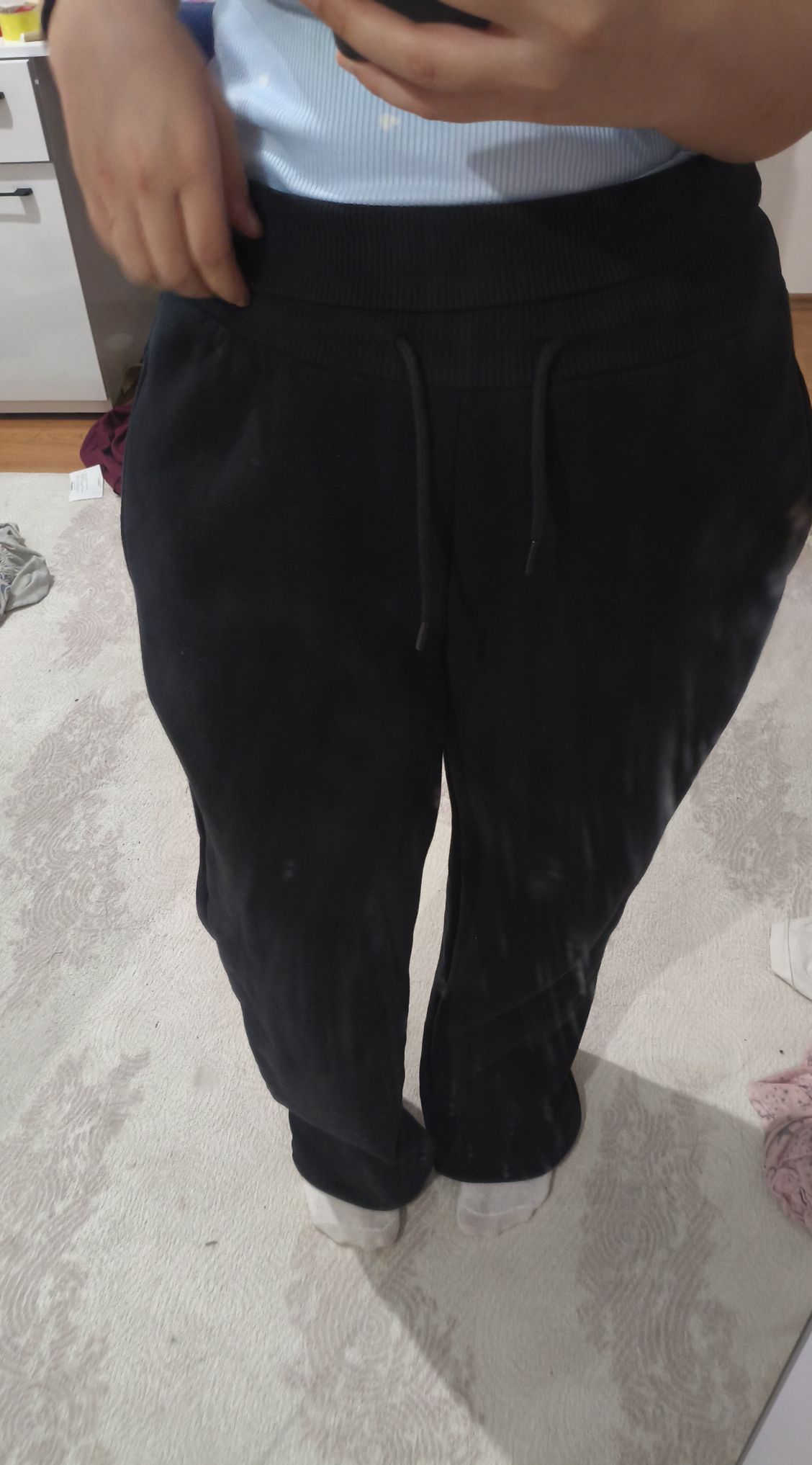 Bershka kıvrık beli Siyah pantolon — görsel 2/5