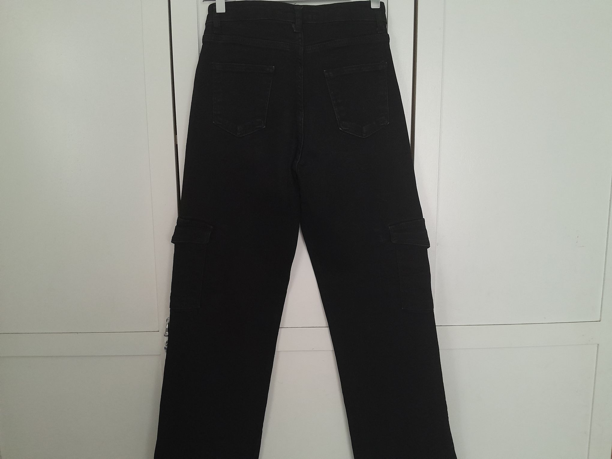 Yüksek Bel Siyah Kargo Likralı Jean Pant — görsel 5/8