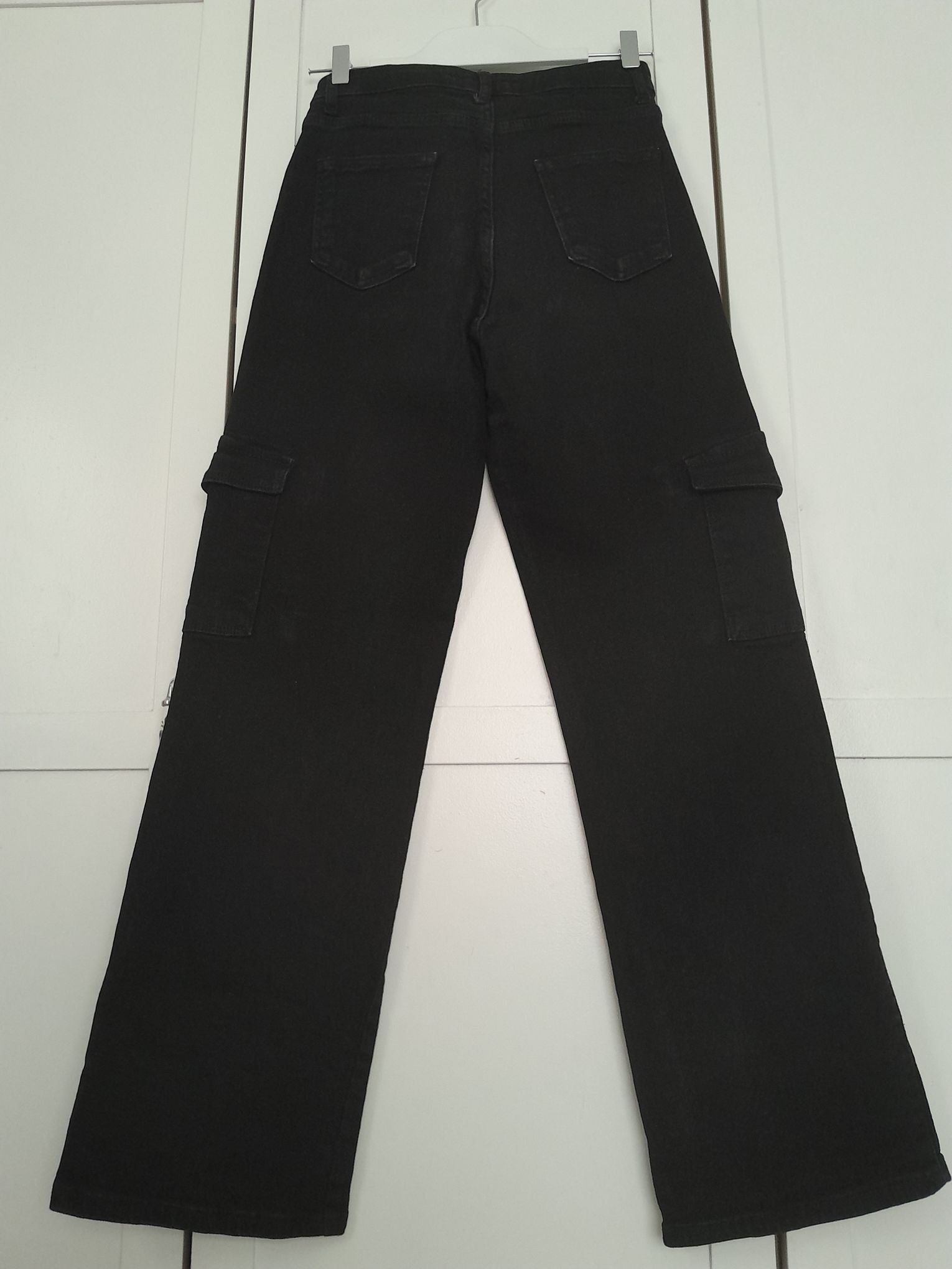 Yüksek Bel Siyah Kargo Likralı Jean Pant — görsel 2/8