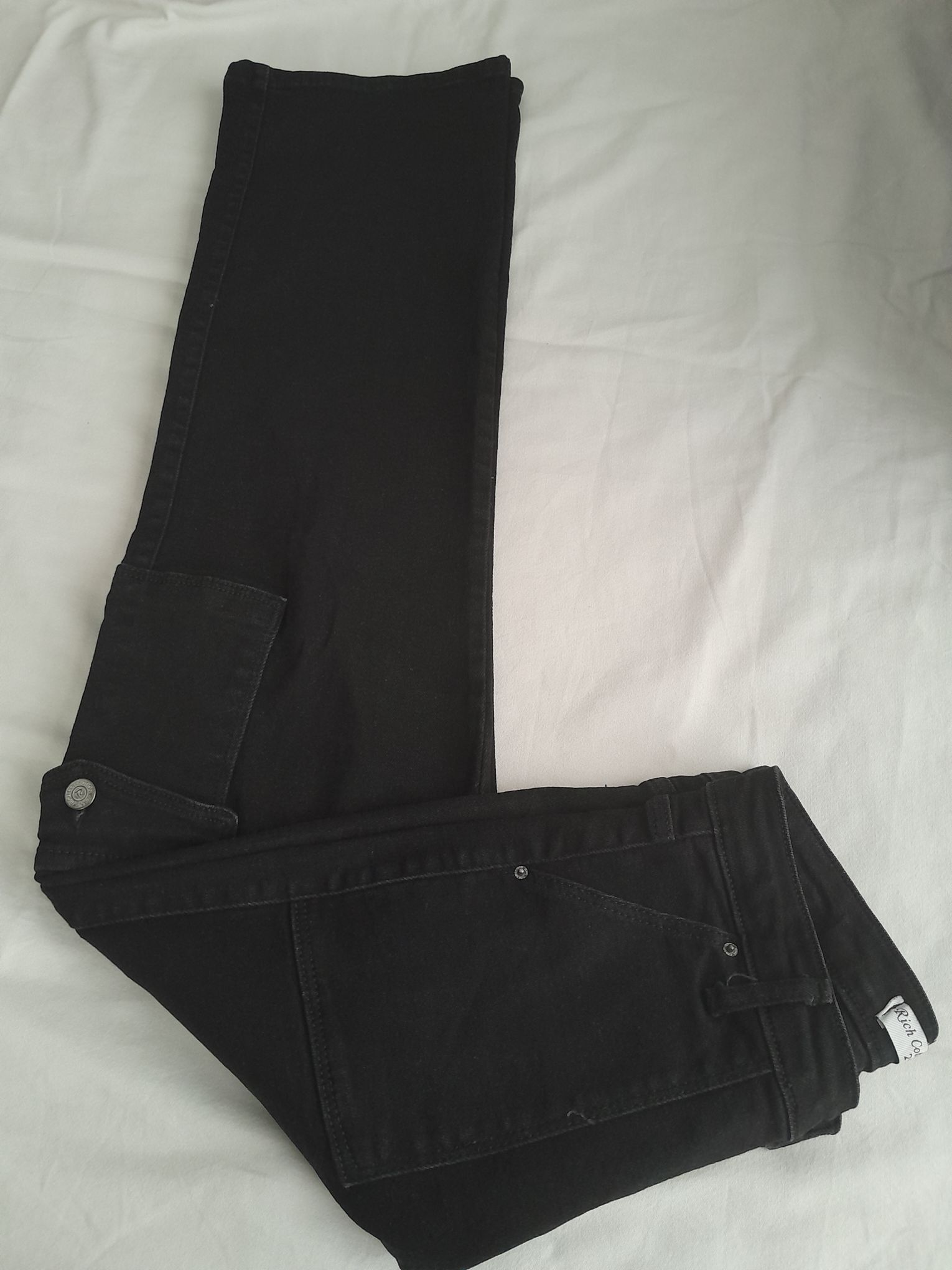 Yüksek Bel Siyah Kargo Likralı Jean Pant — görsel 3/8