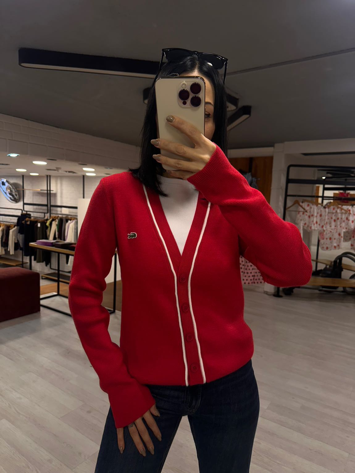 Lacoste kirmizi Triko Hırka — görsel 5/5