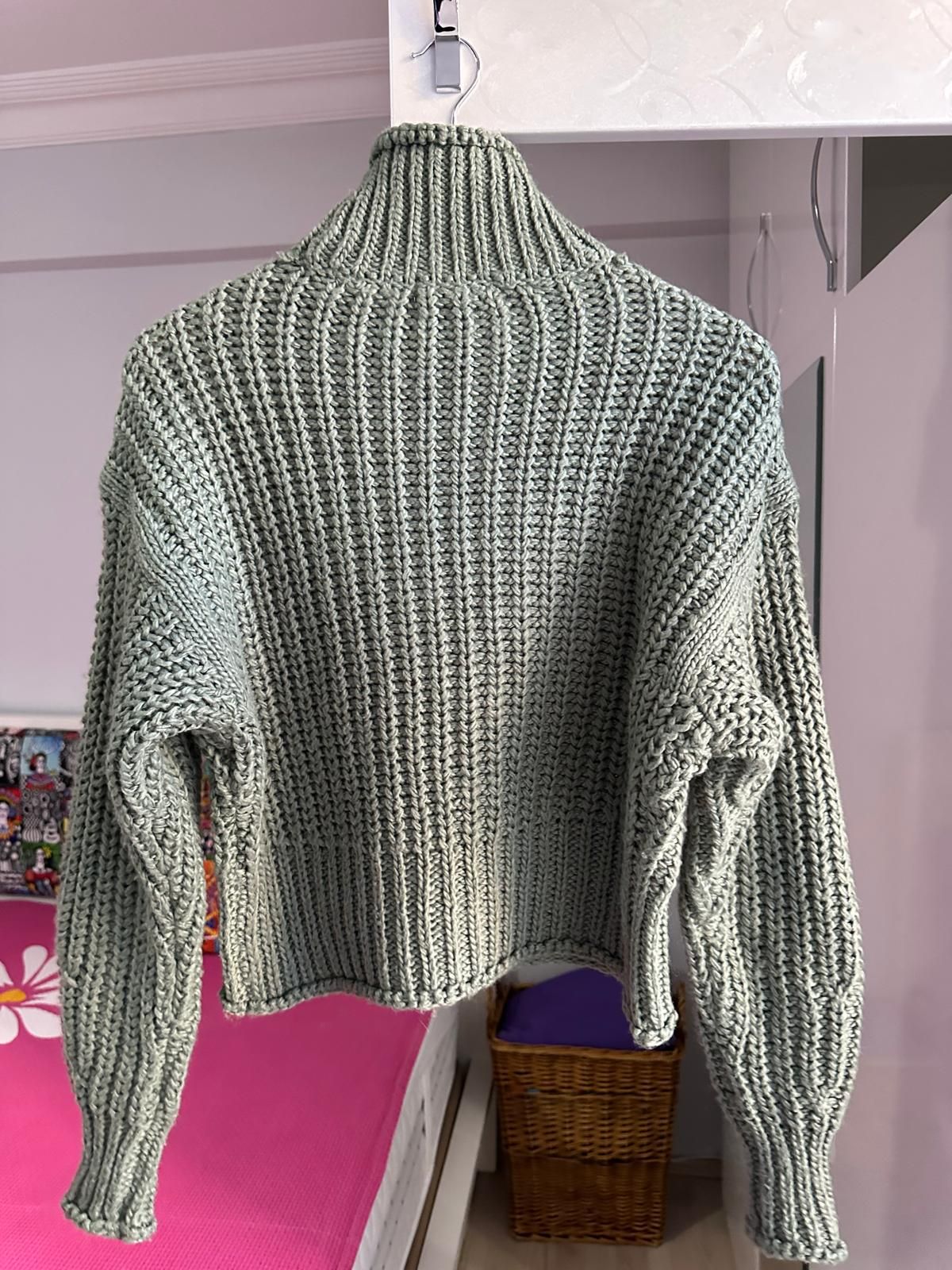 H&M Kalın Örgü Balıkçı Yaka Mint Yeşili — görsel 4/6