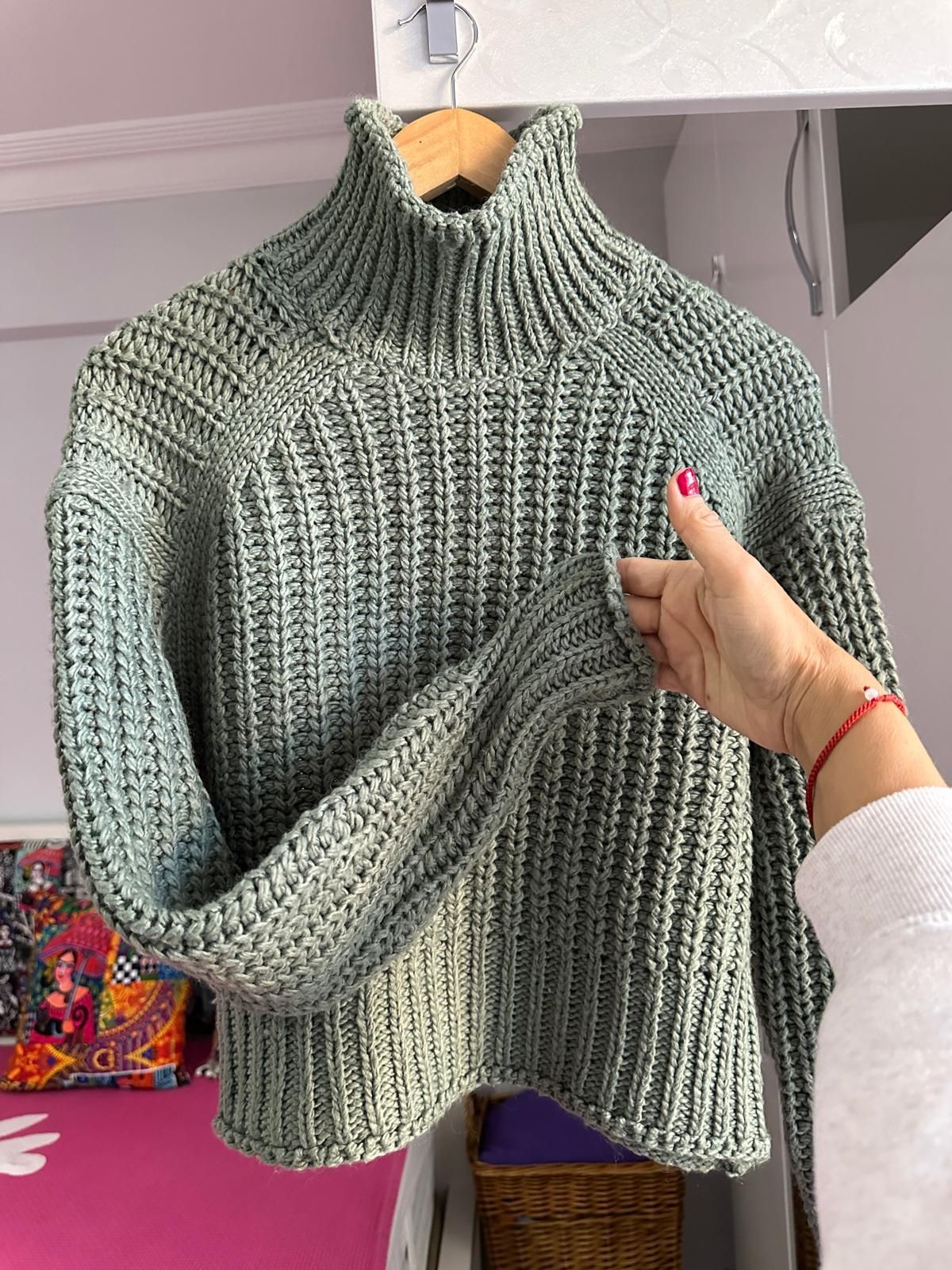 H&M Kalın Örgü Balıkçı Yaka Mint Yeşili — görsel 2/6
