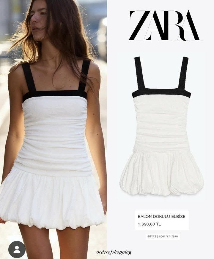 💕Beyaz Siyah Detaylı Mini Elbise💕 — görsel 2/4