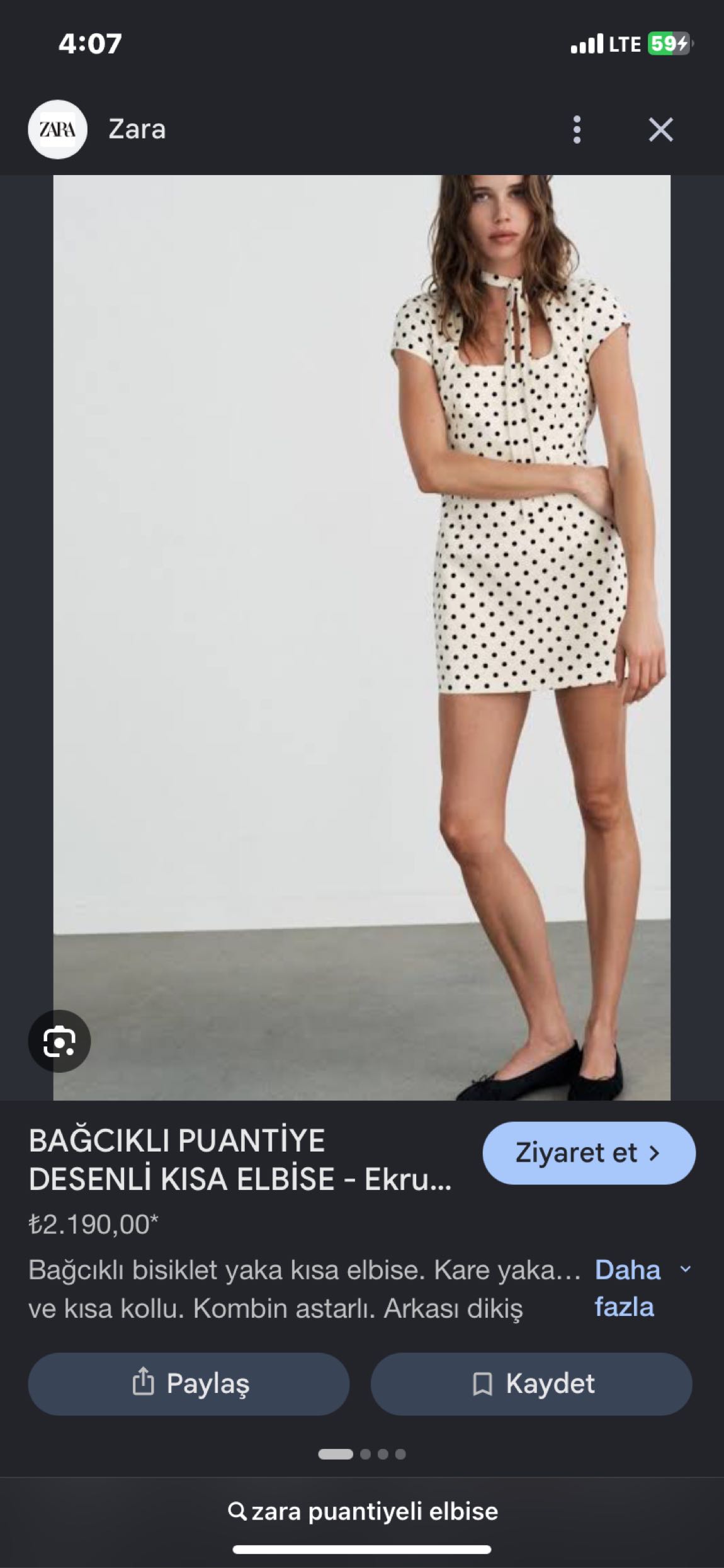 ZARA Puantiyeli Mini Elbise — görsel 2/2