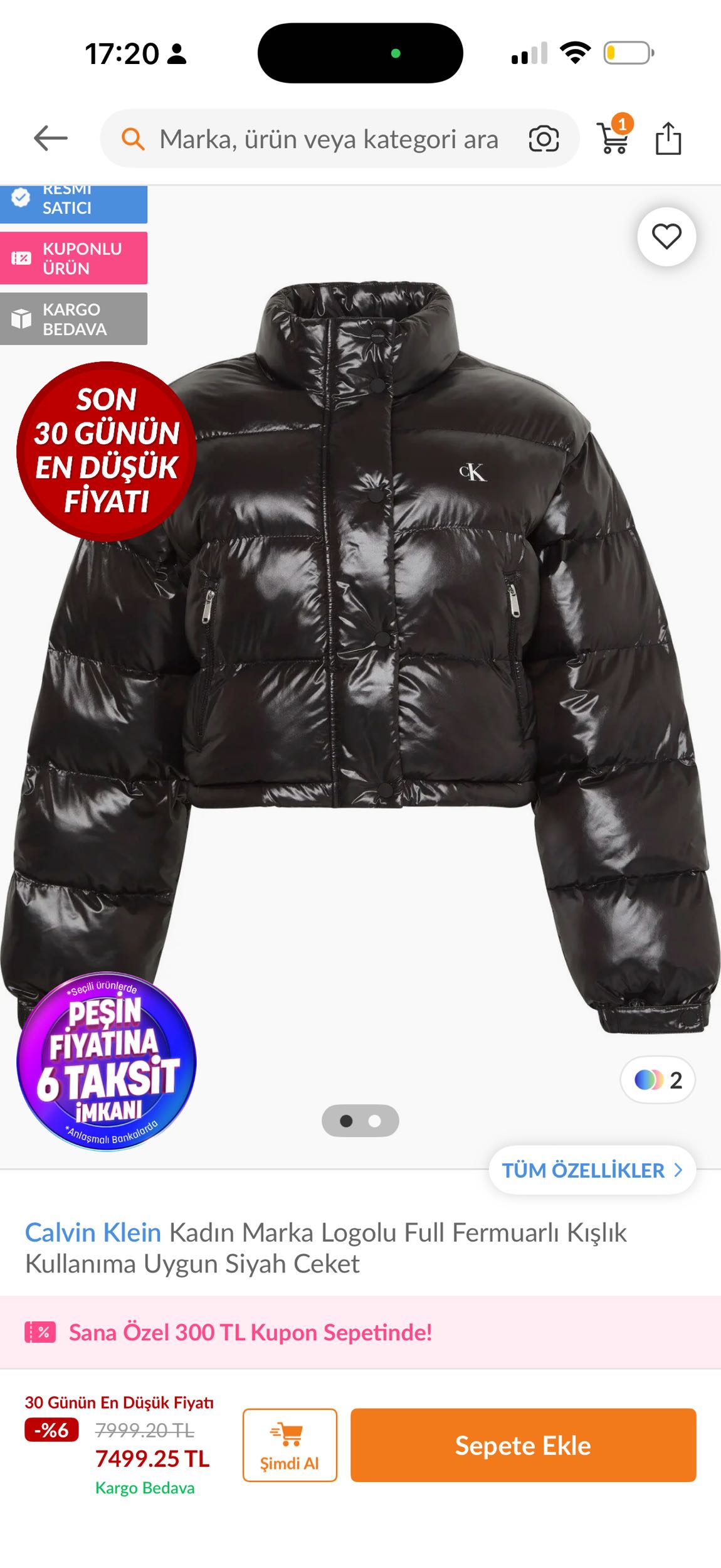 Calvin Klein Siyah Şişme Mont — görsel 6/6