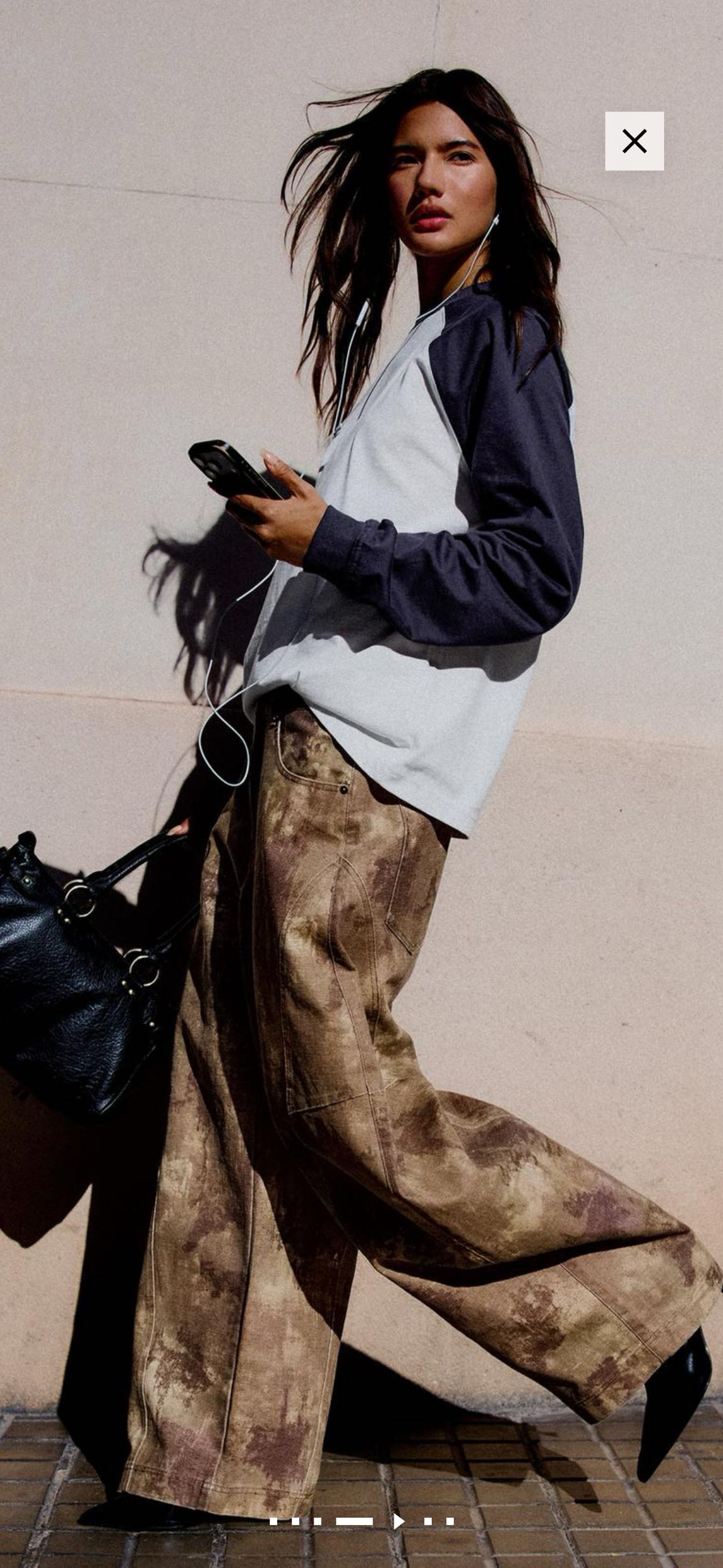 BERSHKA BASKILI BARREL FİT PANTOLON — görsel 4/12