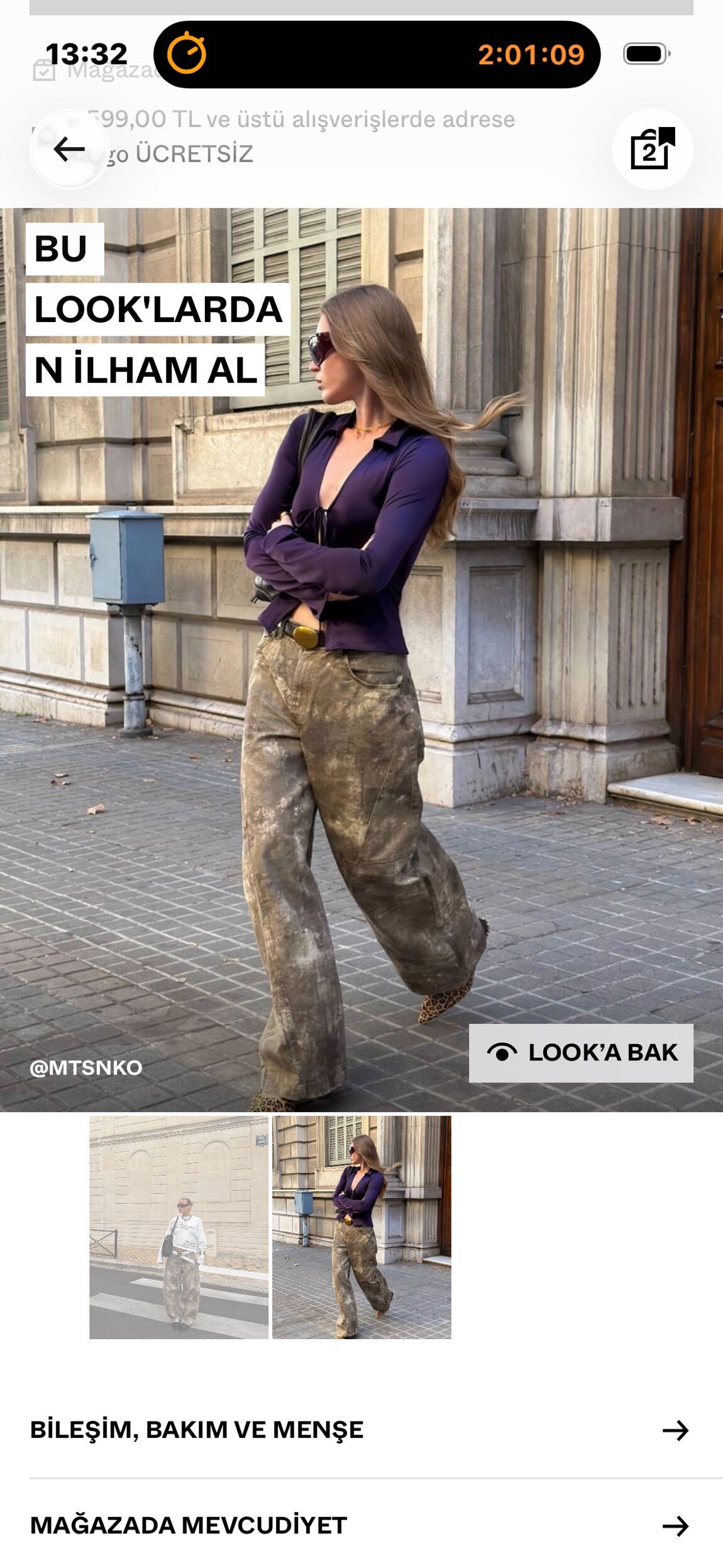 BERSHKA BASKILI BARREL FİT PANTOLON — görsel 8/12