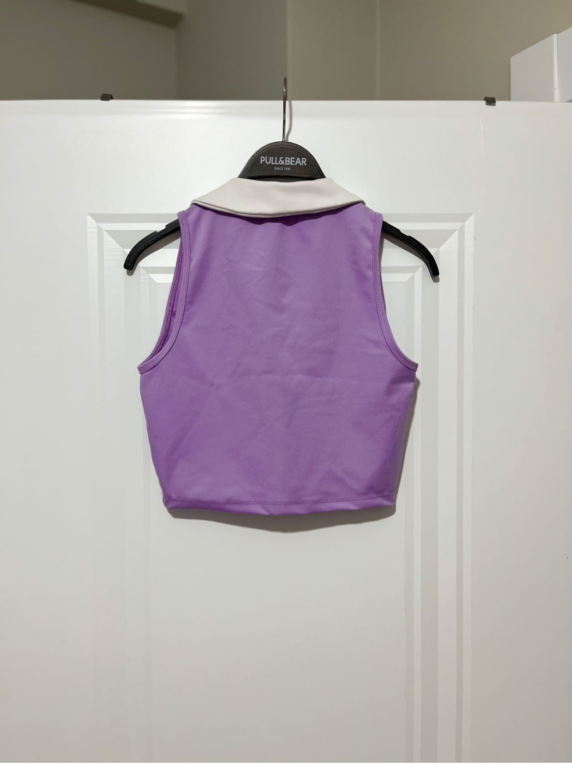 Lila polo yaka scuba crop spor üst — görsel 2/2