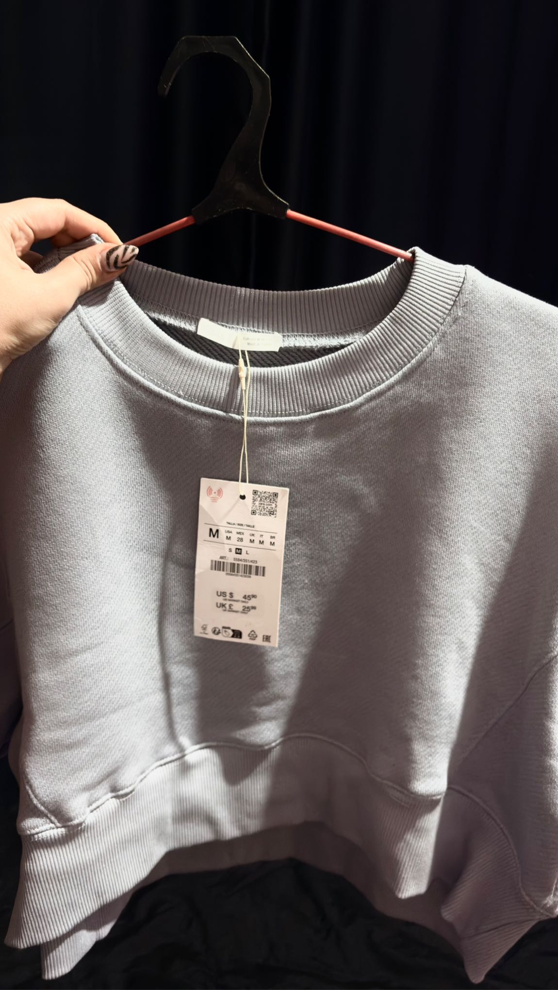 Zara Sweatshirt Antrasit Crop — görsel 2/3
