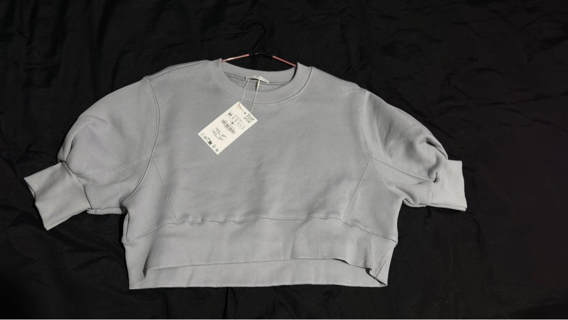 Zara Sweatshirt Antrasit Crop — görsel 3/3