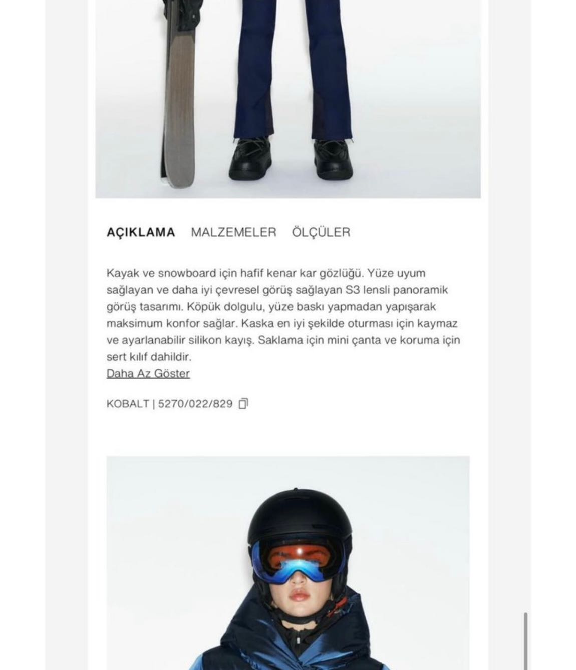 Zara S3 Filtreli Kayak Gözlüğü — görsel 3/9
