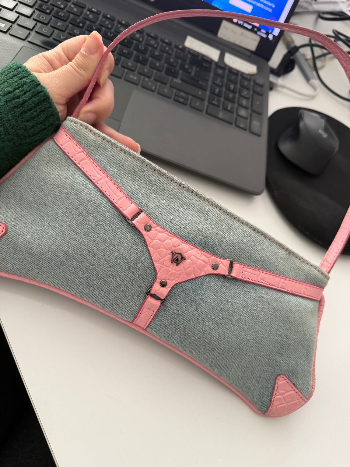 Manc Denim ve Pembe Detaylı Çanta — görsel 5/6