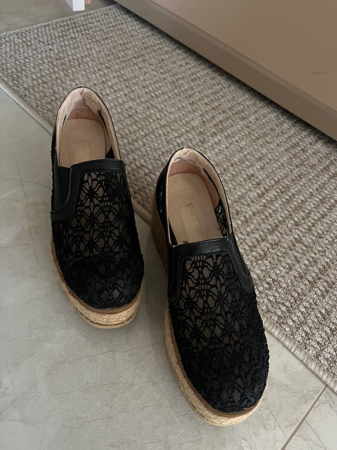 Siyah Dantel Detaylı Espadril — görsel 2/3
