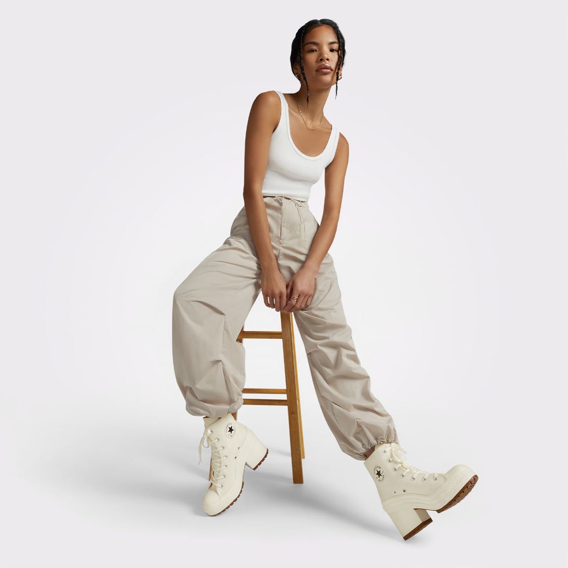 Converse Krem Topuklu Sneaker Bot — görsel 5/14