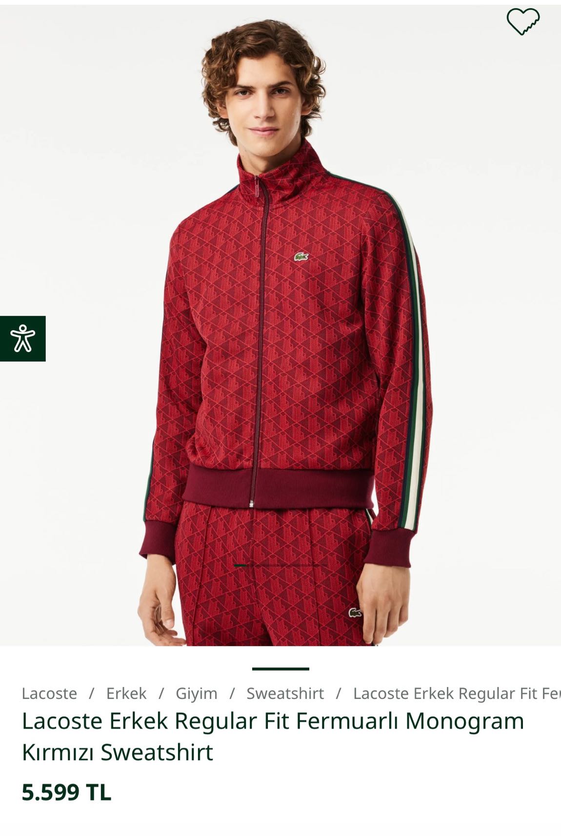 Lacoste Monogram Des.Fermuarlı sweat — görsel 4/9