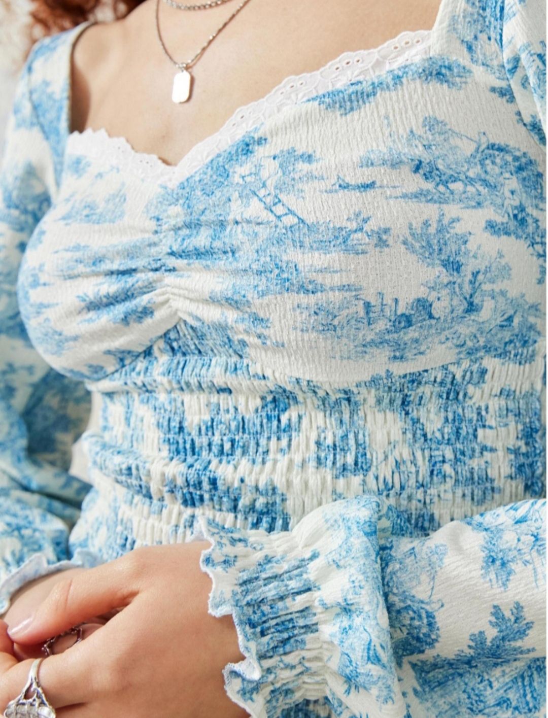 Urban Outfitters Mavi Desenli Bluz — görsel 3/4