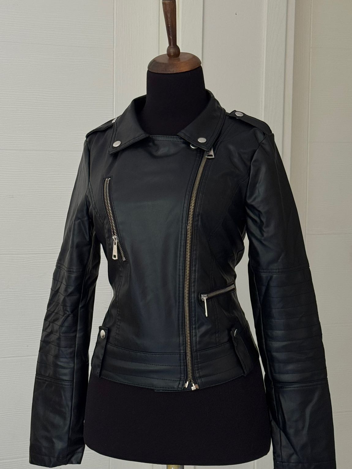 Y2k çarpraz fermuar biker ceket — görsel 3/6