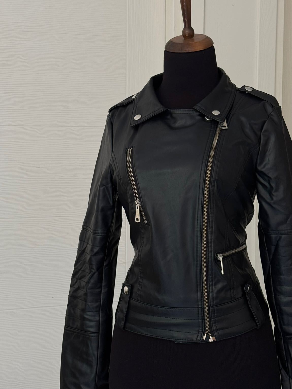 Y2k çarpraz fermuar biker ceket — görsel 4/6