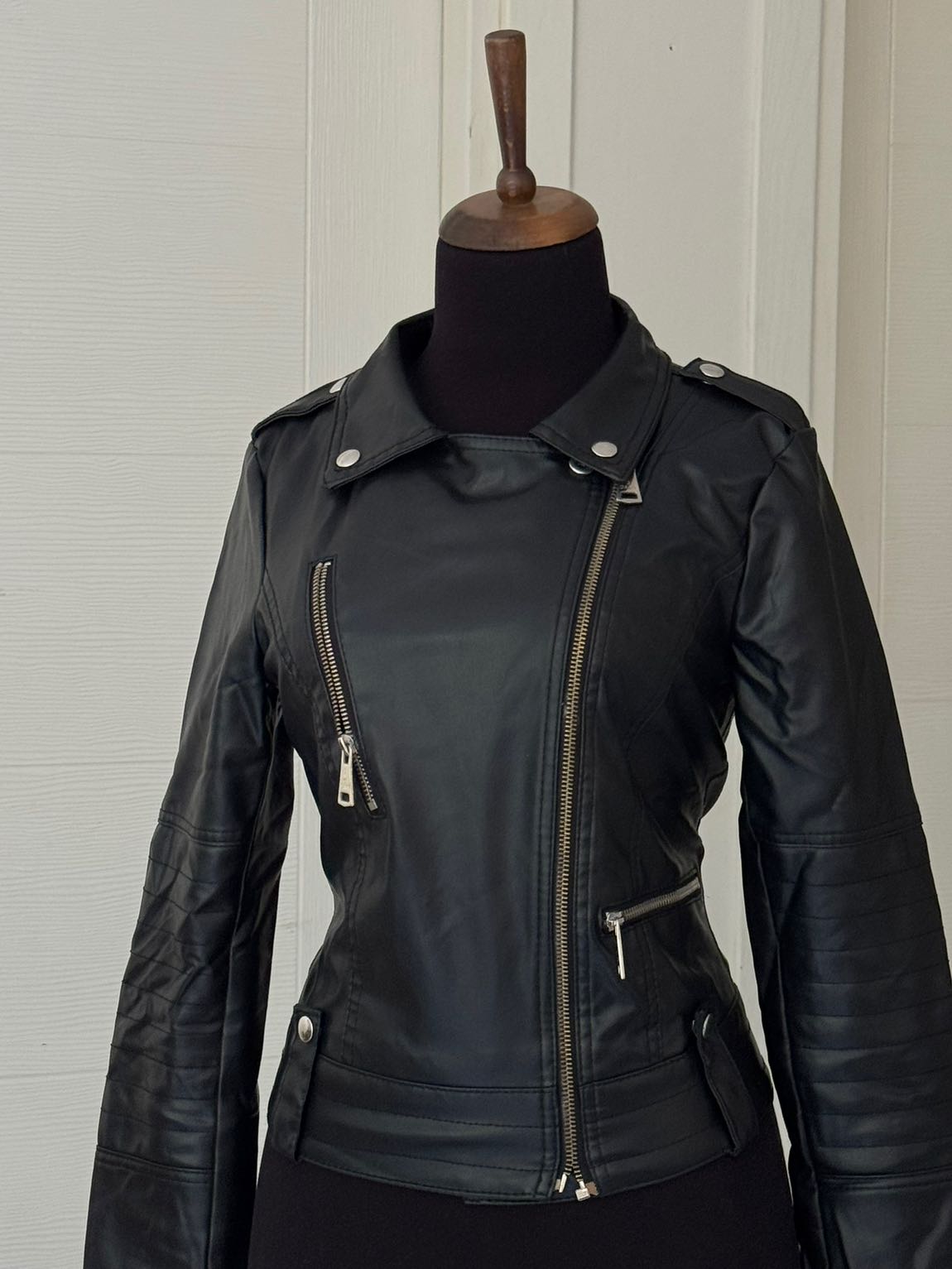 Y2k çarpraz fermuar biker ceket — görsel 5/6