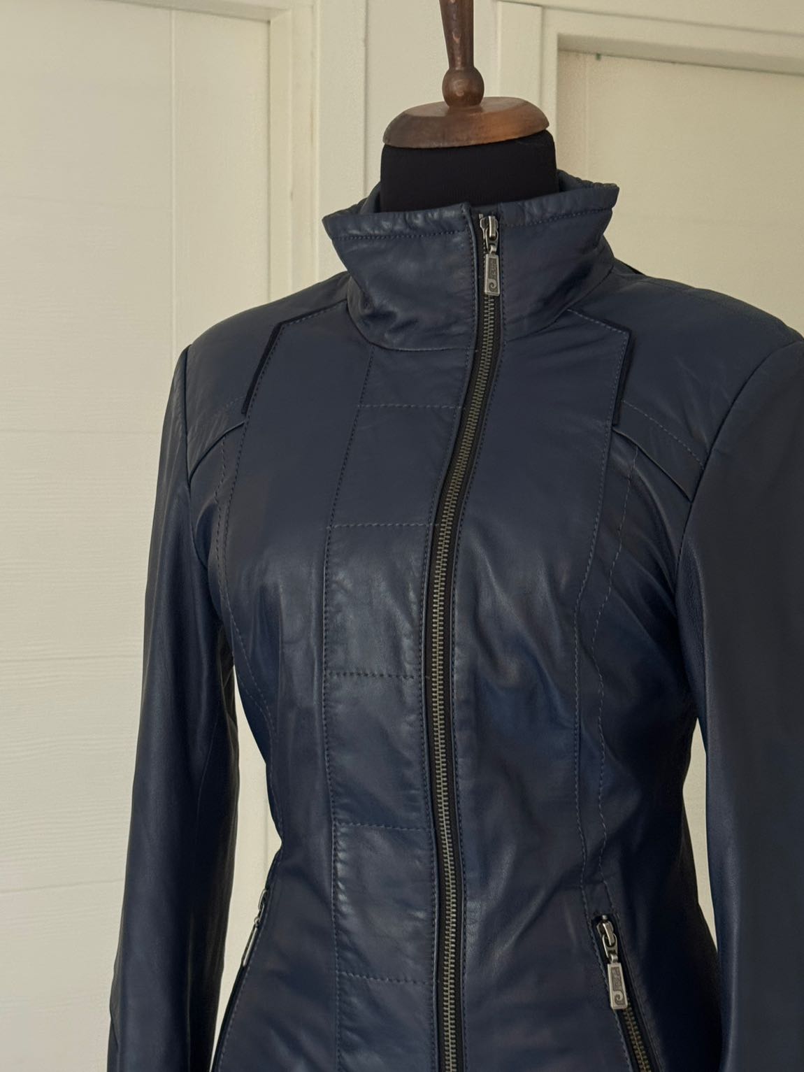 Y2k biker çarpraz fermuar deri ceket — görsel 2/5