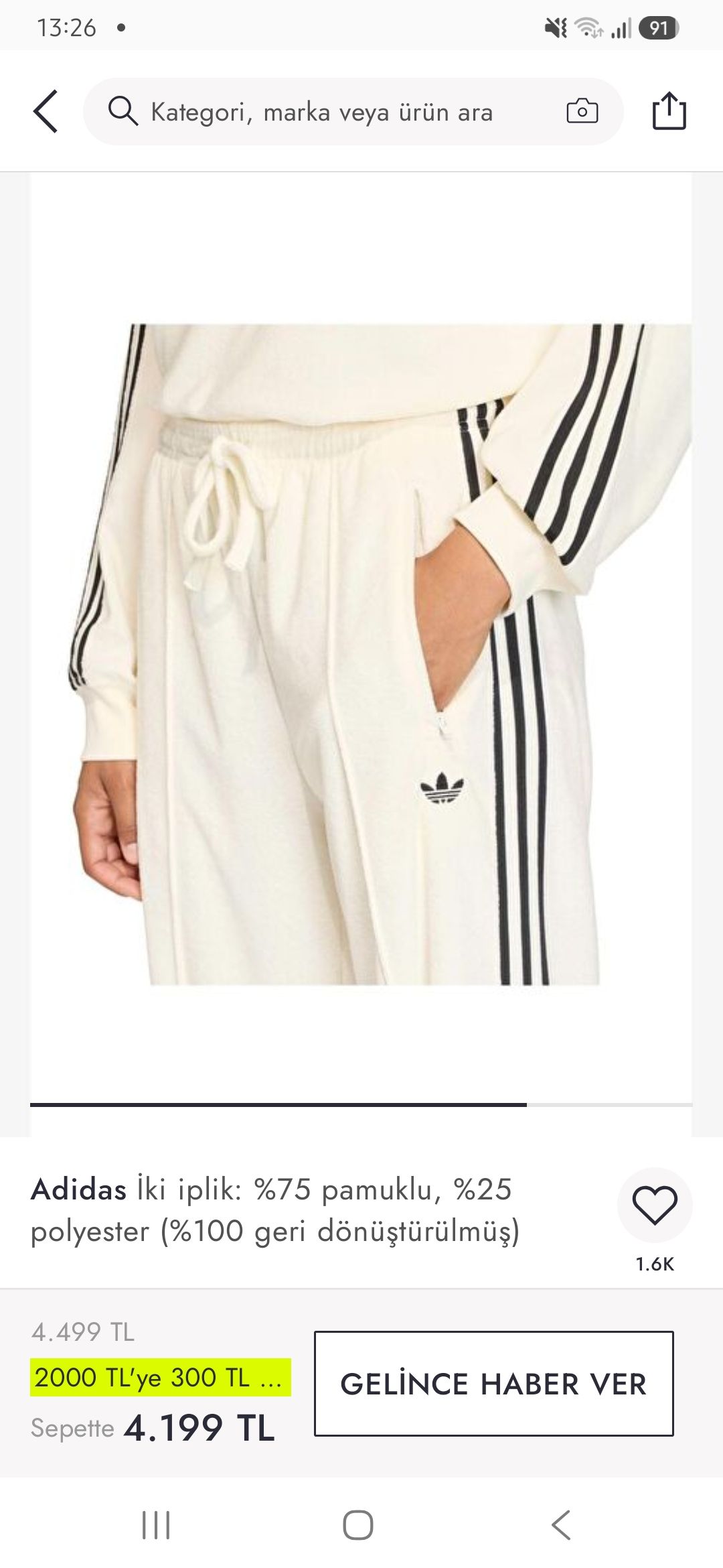 Adidas Krem Alt Eşofman — görsel 6/11