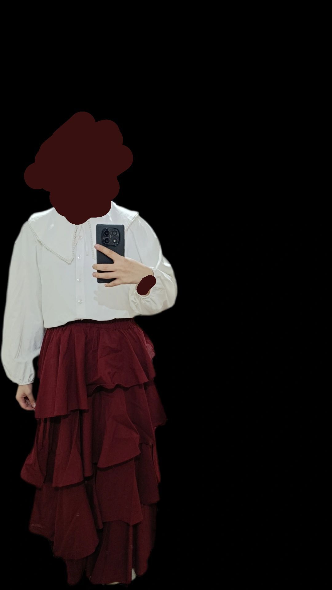 Bordo kat kat/fırfırlı etek — görsel 2/3