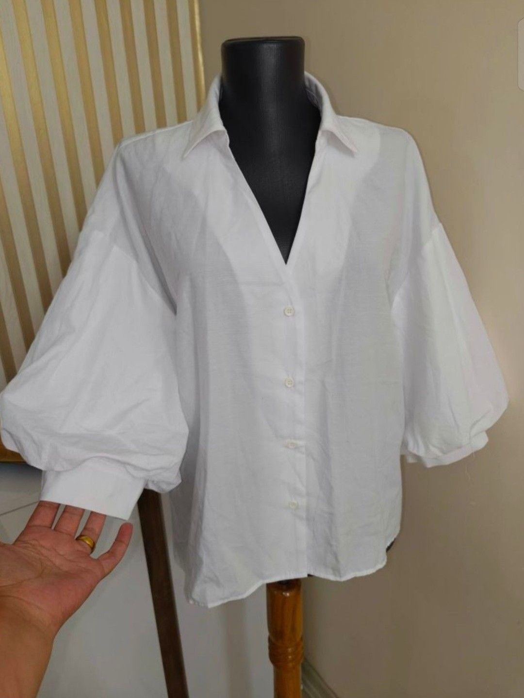 Balon kol pull Bear Beyaz Gömlek 6070 — görsel 4/8