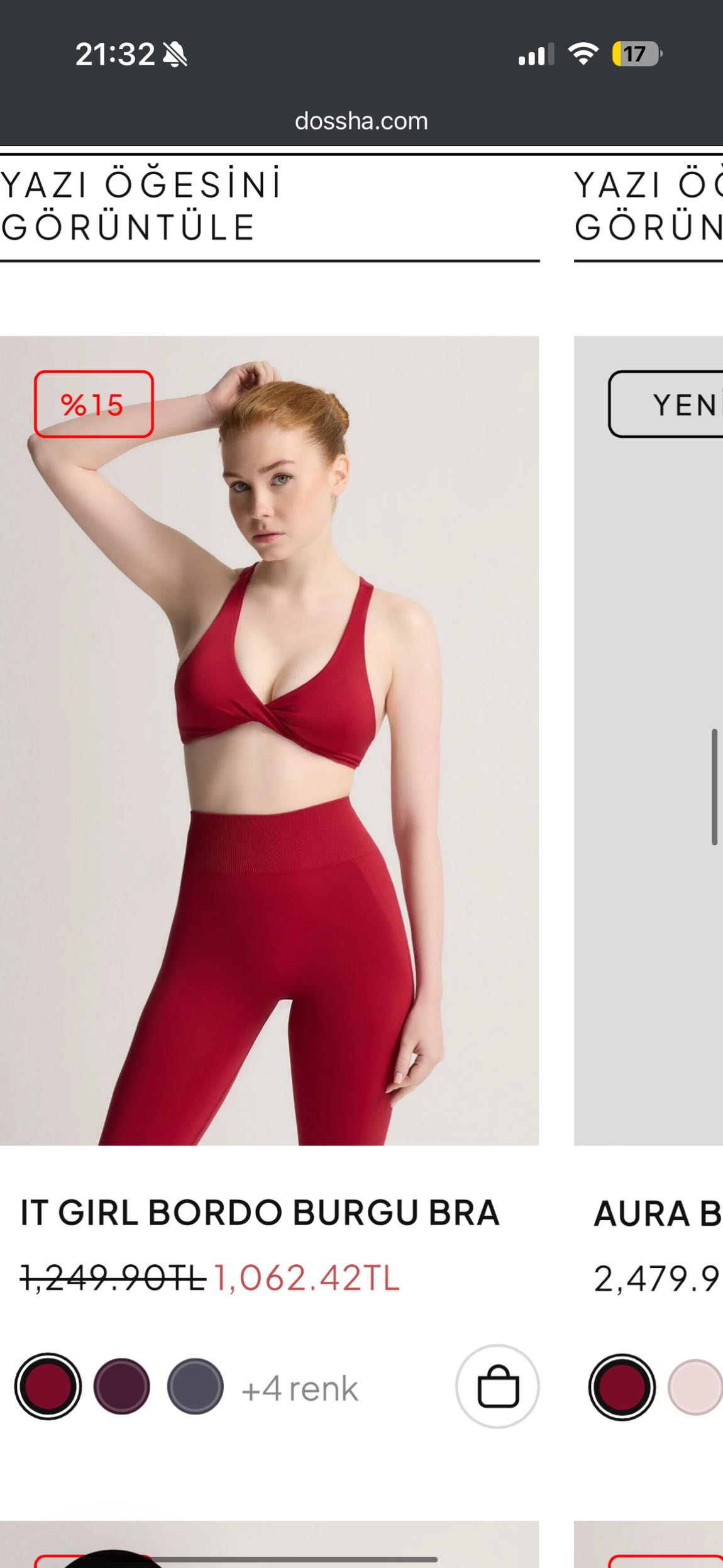 Dossha it girl tayt spor sütyeni seti — görsel 2/4