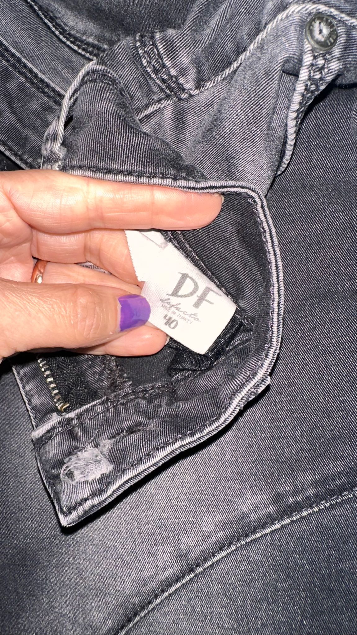 Siyah Motosiklet Kesim Kot Pantolon — görsel 3/3