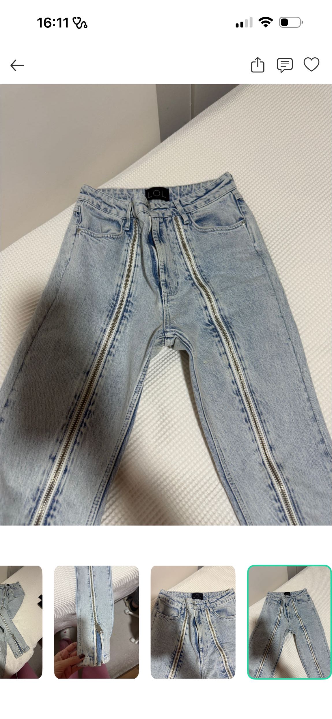 LOL Açık Mavi Fermuarlı Kot Pantolon — görsel 5/5