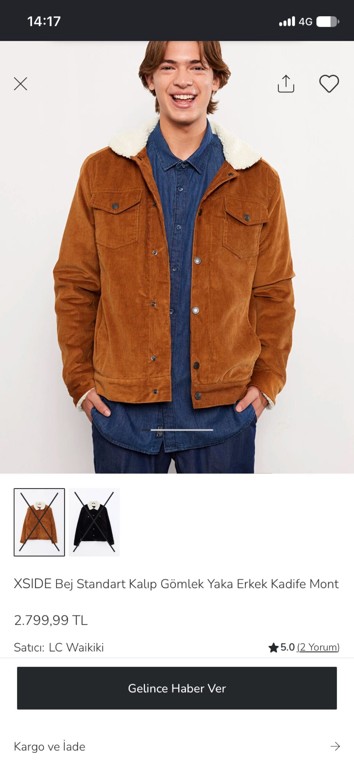 LCW Casual Kadife Ceket — görsel 8/8