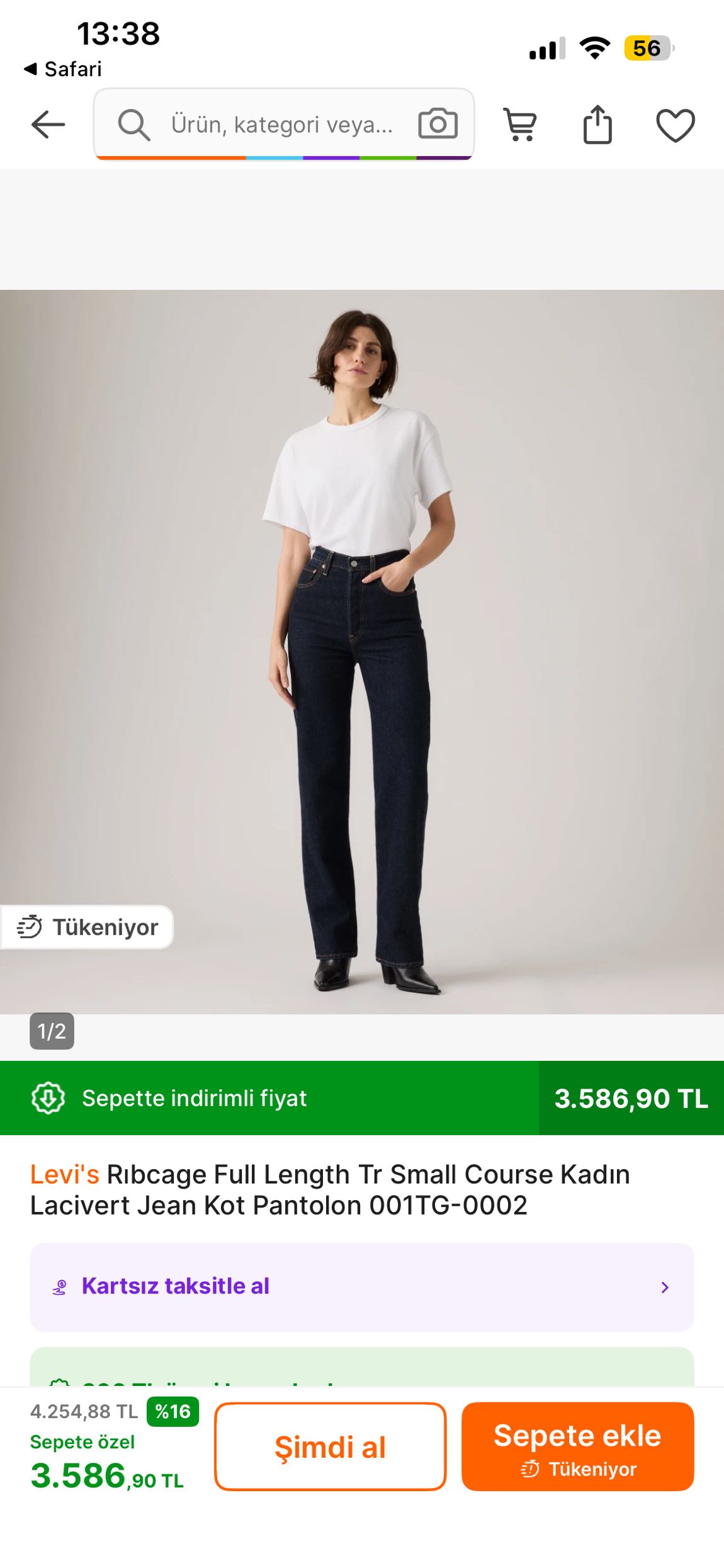 Levis ribcage full lenght rinse jean — görsel 2/4