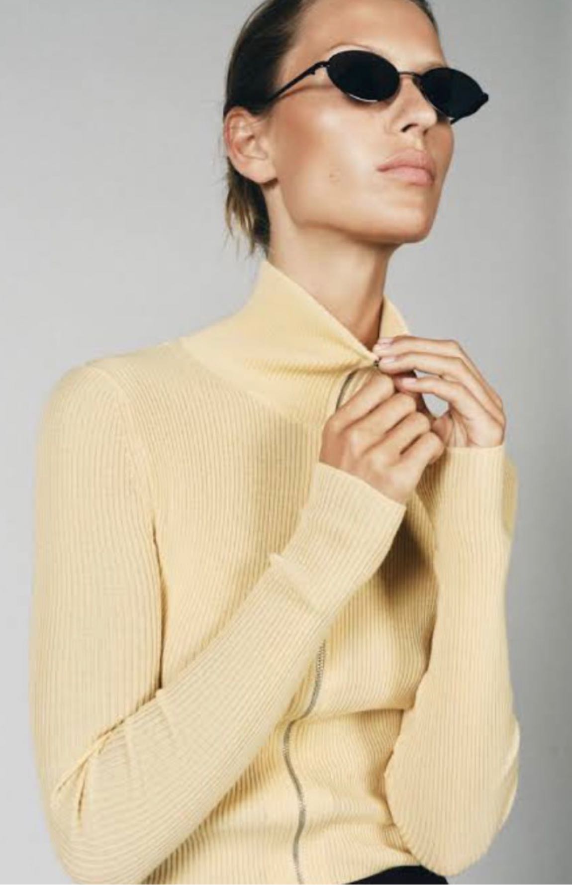 Zara Sarı Fermuarlı Sweatshirt — görsel 3/8