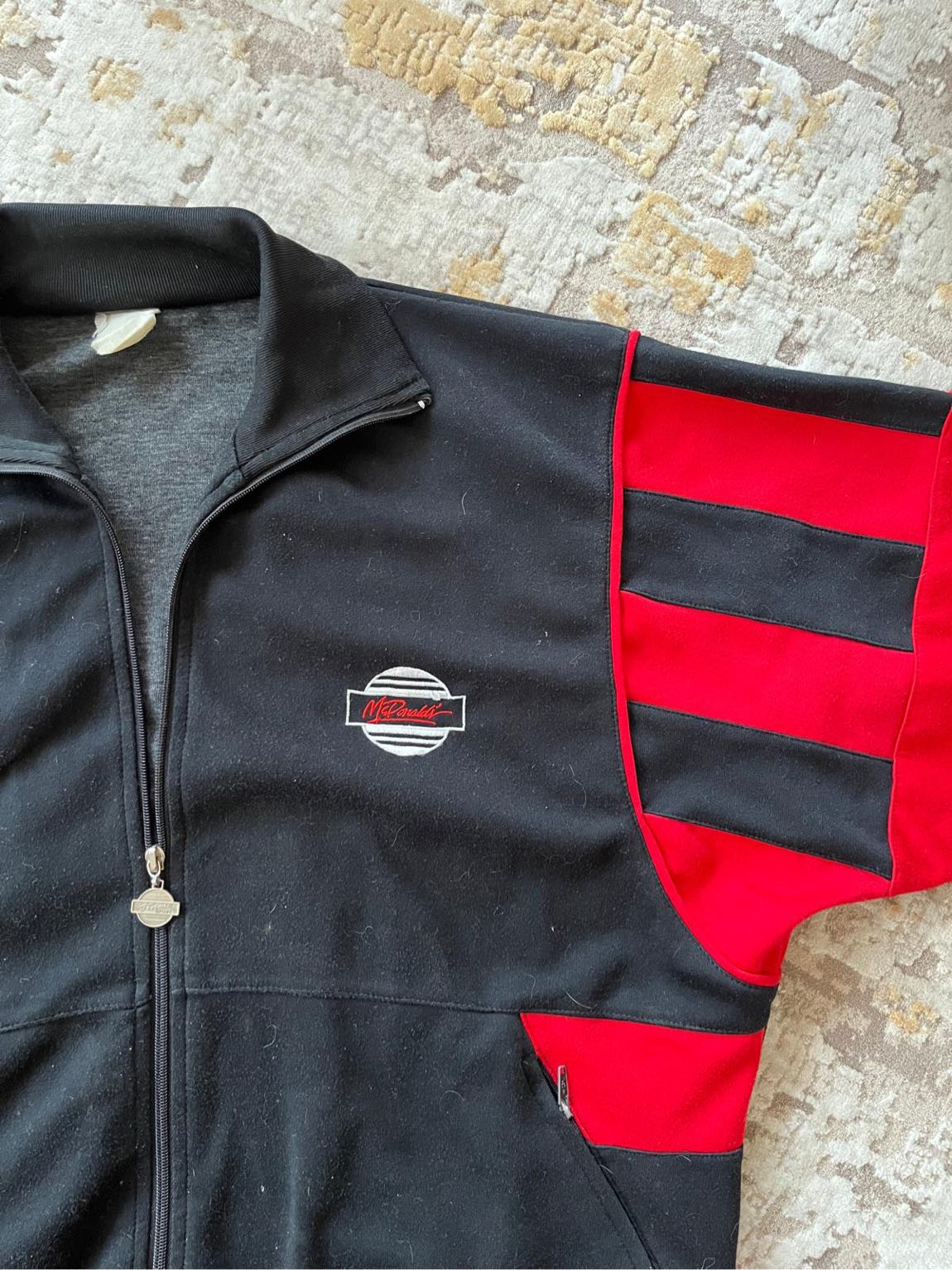 Vintage Siyah Kırmızı Spor Ceket — görsel 5/6