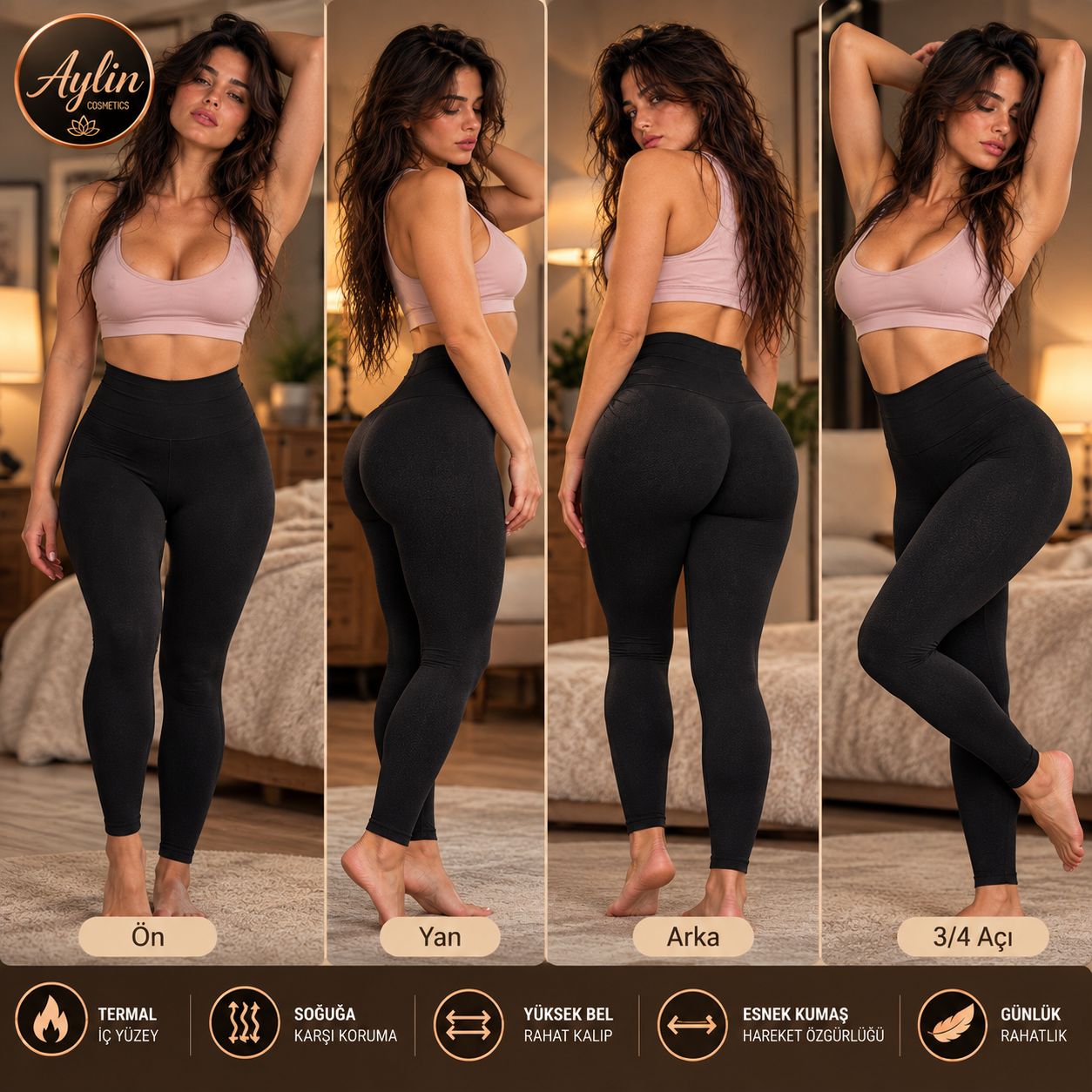 Siyah Termal Spor Tayt — görsel 3/4