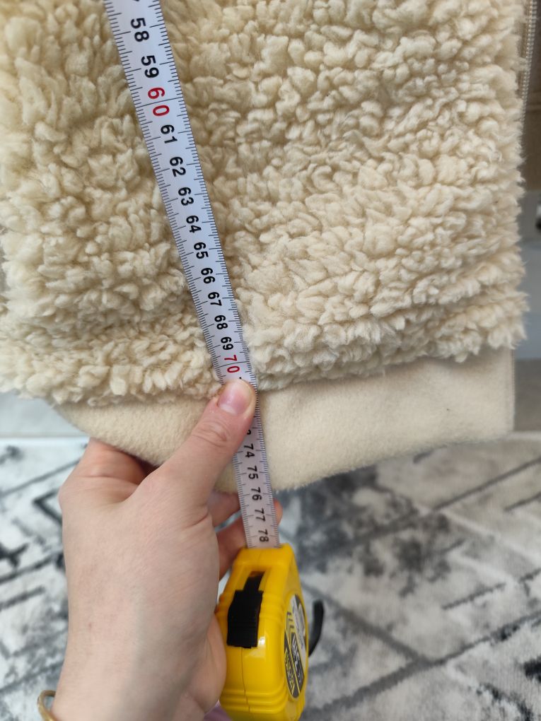 Krem kaşe peluş kaban — görsel 10/12