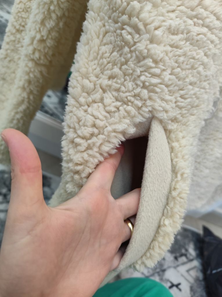 Krem kaşe peluş kaban — görsel 8/12