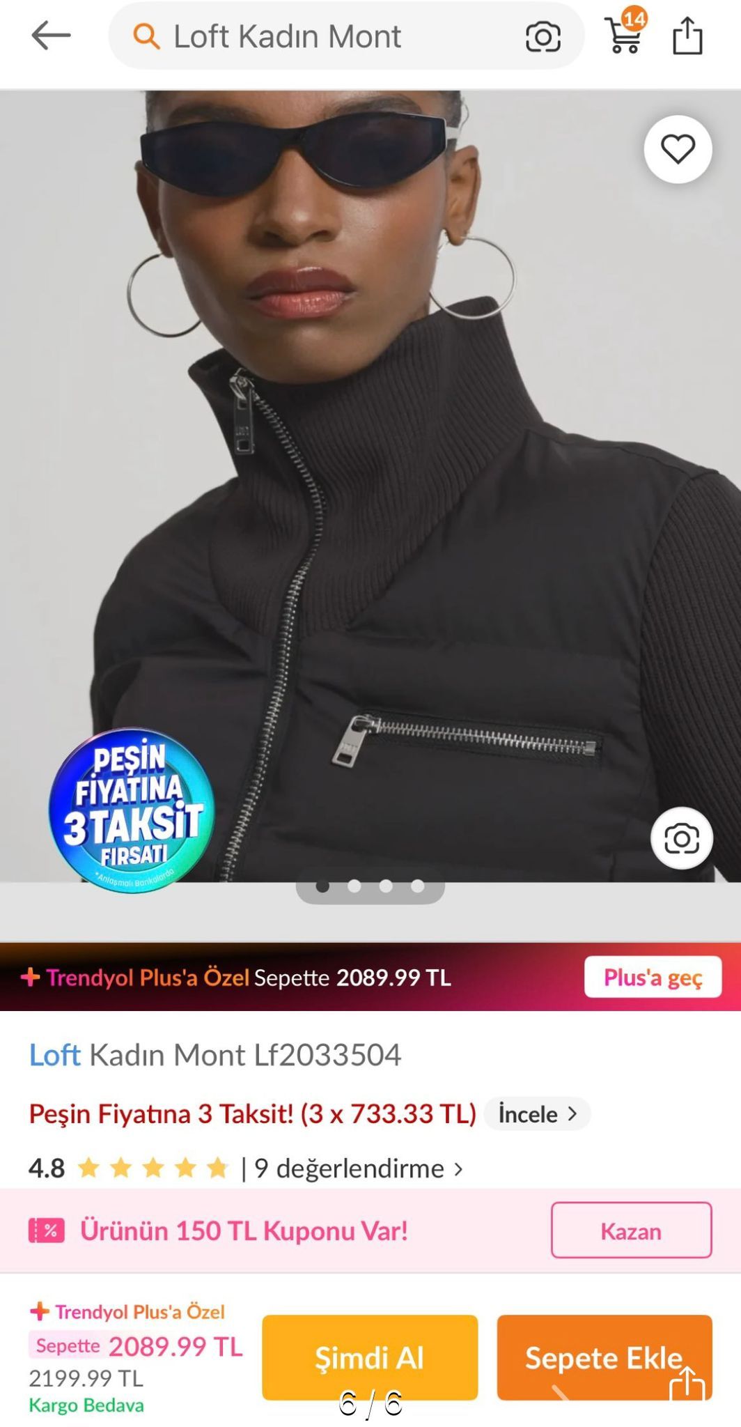 S Beden Orijinal Loft Şişme Mont — görsel 6/6