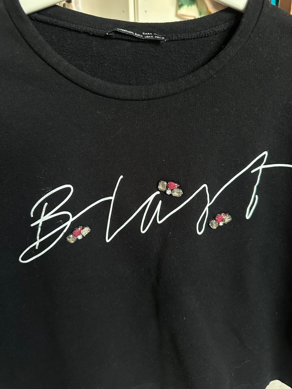Zara siyah crop sweatshirt — görsel 4/4